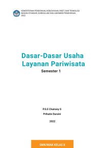 Dasar-Dasar Usaha Layanan Pariwisata Kelas X Semester 1